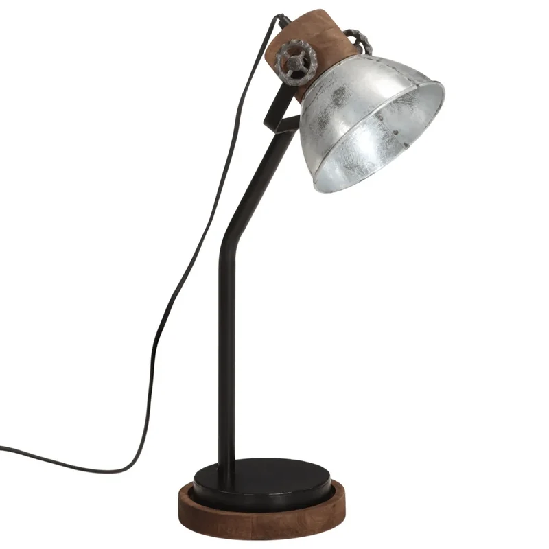Lampe de bureau style industriel ajustable 18 x 18 x 60 cm en fer argent vintage 02_0047546