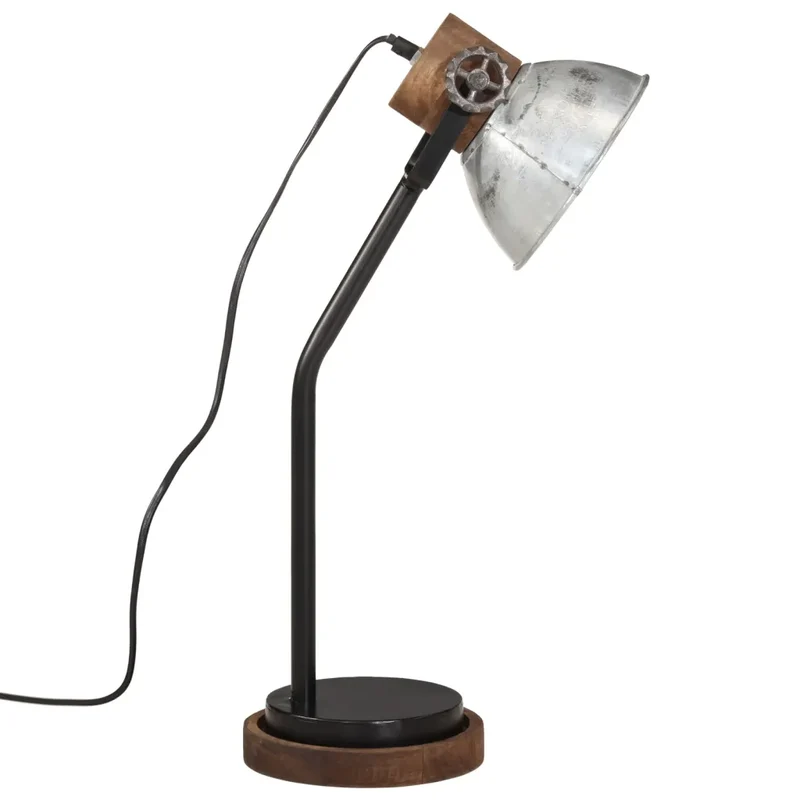 Lampe de bureau style industriel ajustable 18 x 18 x 60 cm en fer argent vintage 02_0047546
