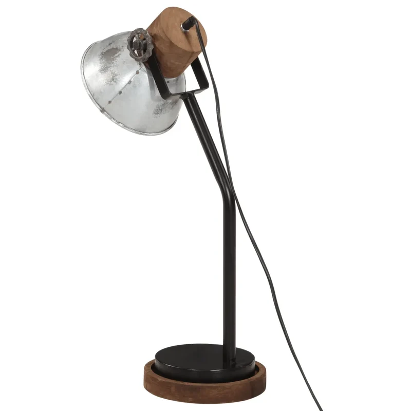 Lampe de bureau style industriel ajustable 18 x 18 x 60 cm en fer argent vintage 02_0047546