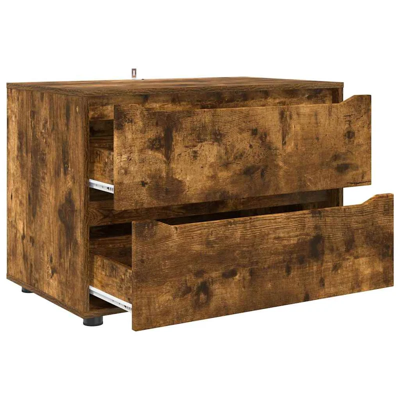 Armoire de rangement équipée tiroirs fonctionnels salon chambre 80 x 48 x 57 cm en bois d'ingénierie chêne fumé 02_0054596