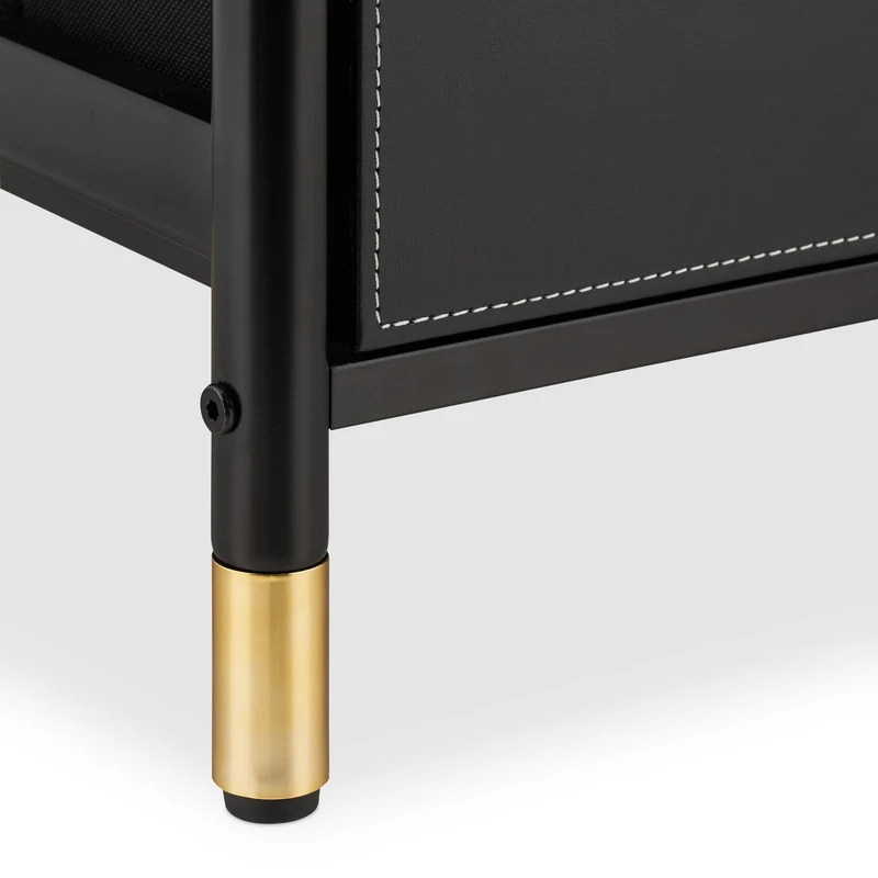 Table de nuit design moderne 50 x 40 x 40 cm 2 tiroirs pratiques en acier noir 13_0014497