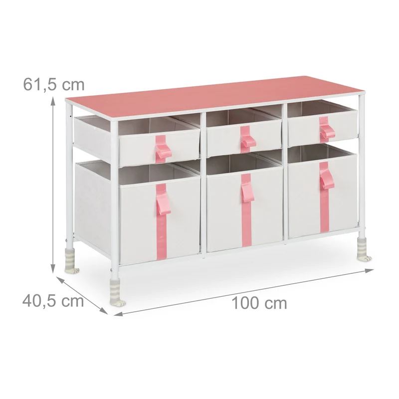 Commode de rangement enfants 6 tiroirs pratique 80 x 40 x 80 cm en tissu blanc 13_0014582