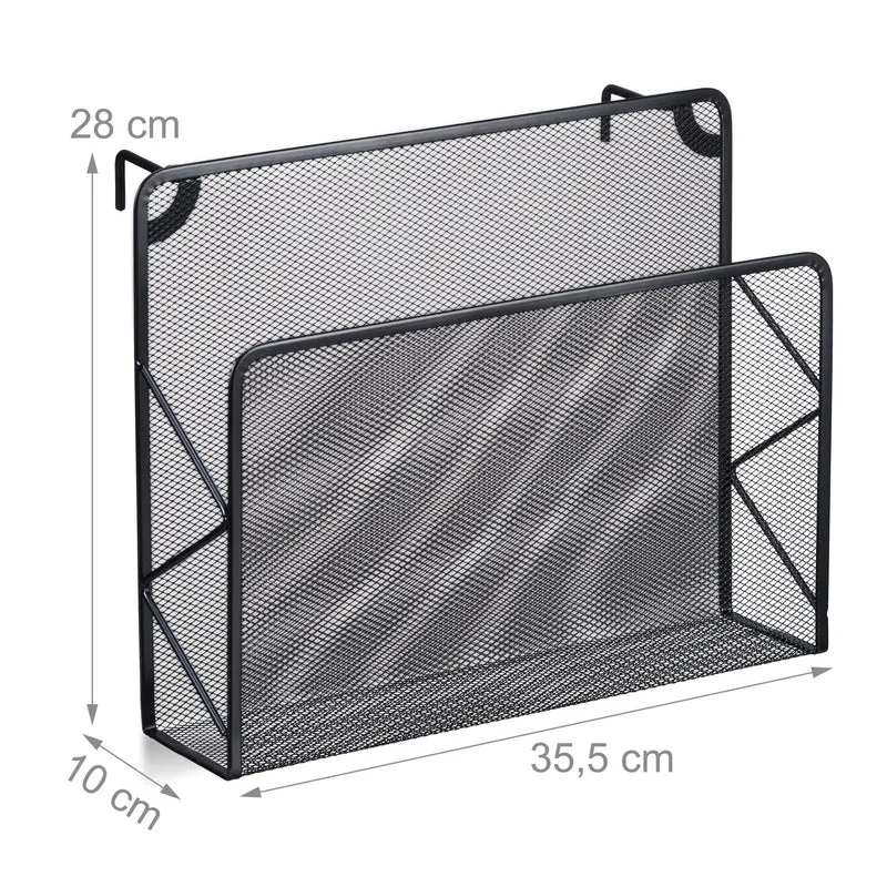 Porte-documents mural moderne design maille 28 x 35,5 x 10 cm en acier noir 13_0014162