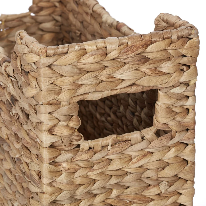 Range-revues en jacinthe d'eau design naturel tressé bureau 30 x 20 x 30 cm avec poignées en jacinthe d'eau 13_0014908