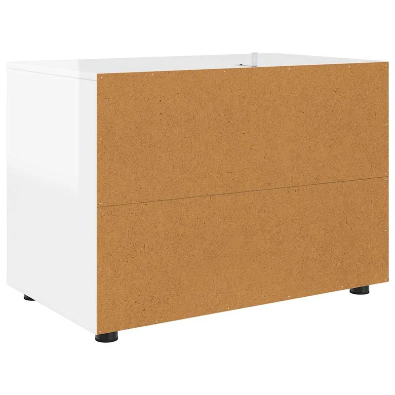 Armoire de rangement minimaliste pratique 80 x 48 x 57 cm avec tiroirs en bois d'ingénierie blanc brillant 02_0054595