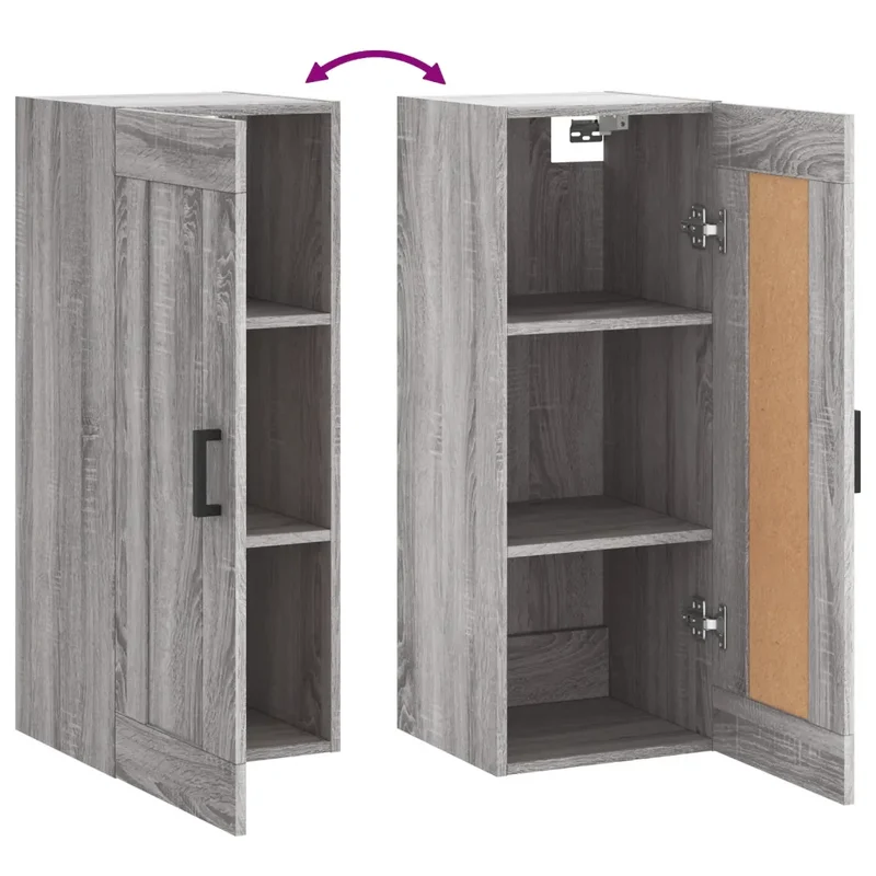 Armoire murale élégante espace de rangement 34,5 x 34 x 90 cm en bois d'ingénierie sonoma gris 02_0048951