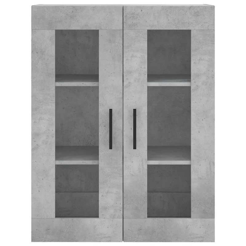 Armoire murale design pratique espace de rangement 69,5 x 34 x 90 cm en bois gris béton 02_0048644
