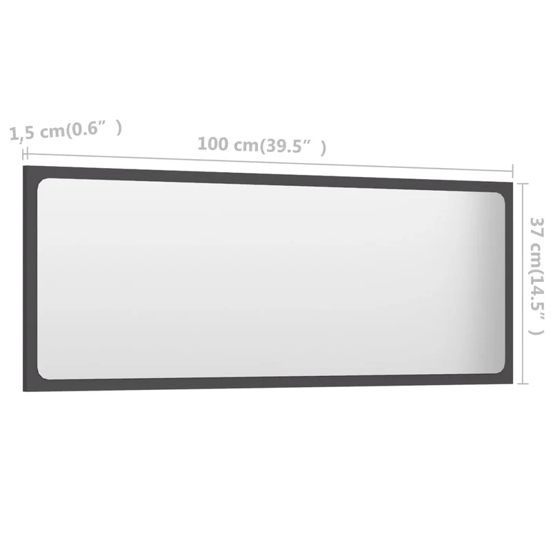 Miroir de salle de bain gris 100x1,5x37 cm aggloméré 02_0006928
