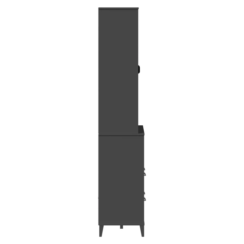 Buffet bahut commode armoire meuble de rangement organisateur cuisine salle de séjour salon 80 x 40 x 200 cm bois massif de pin anthracite 02_0036624