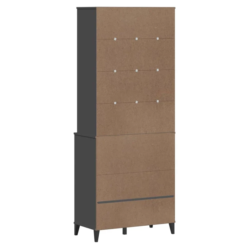 Buffet bahut commode armoire meuble de rangement organisateur cuisine salle de séjour salon 80 x 40 x 200 cm bois massif de pin anthracite 02_0036624
