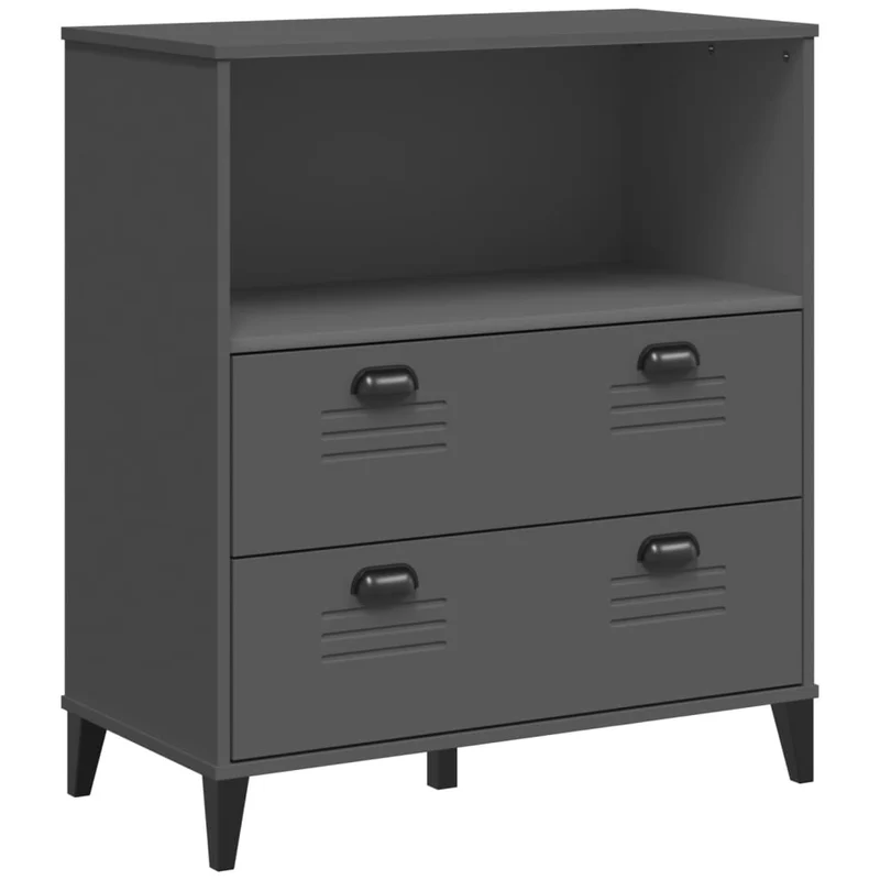Buffet bahut commode armoire meuble de rangement organisateur cuisine salle de séjour salon 80 x 40 x 200 cm bois massif de pin anthracite 02_0036624