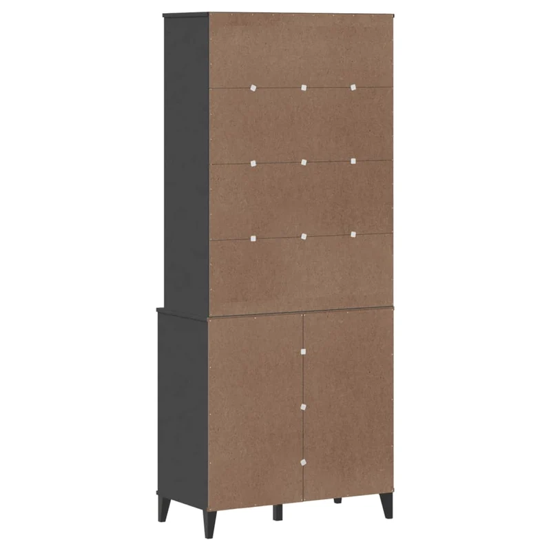 Buffet bahut commode armoire meuble de rangement organisateur cuisine salle de séjour salon 80 x 40 x 190 cm bois massif de pin anthracite 02_0036623
