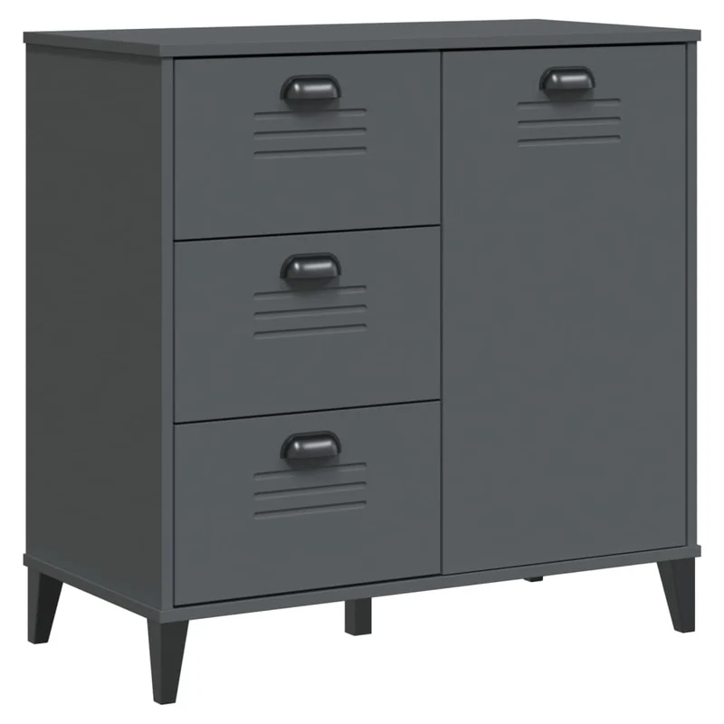 Buffet bahut commode armoire meuble de rangement organisateur cuisine salle de séjour salon 80 x 40 x 190 cm bois massif de pin anthracite 02_0036623