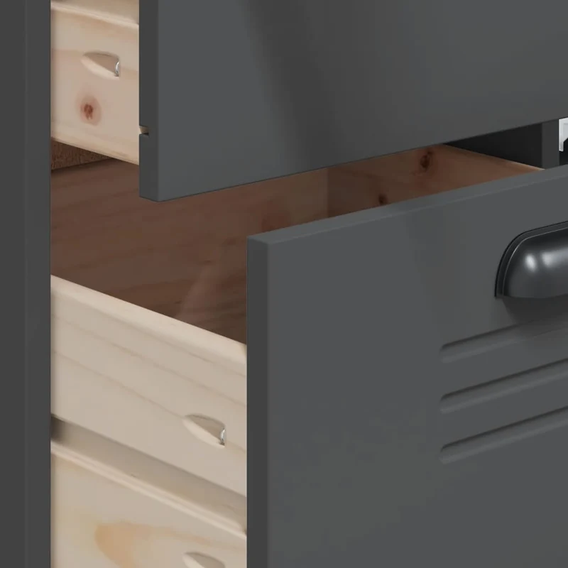 Buffet bahut commode armoire meuble de rangement organisateur cuisine salle de séjour salon 80 x 40 x 190 cm bois massif de pin anthracite 02_0036623