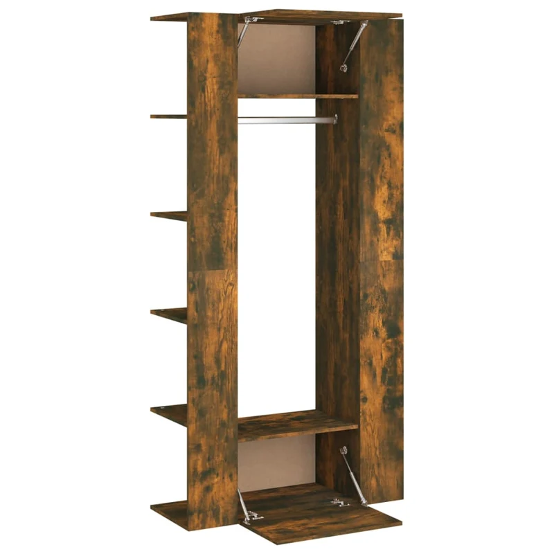 Lot de 2 armoires de couloir pratiques rangement élégant 97,5 x 37 x 99 cm en bois d'ingénierie chêne fumé 02_0055201