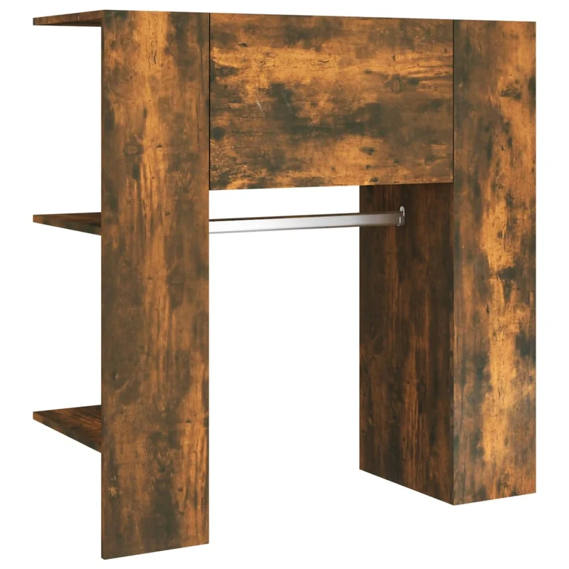 Lot de 2 armoires de couloir pratiques rangement élégant 97,5 x 37 x 99 cm en bois d'ingénierie chêne fumé 02_0055201