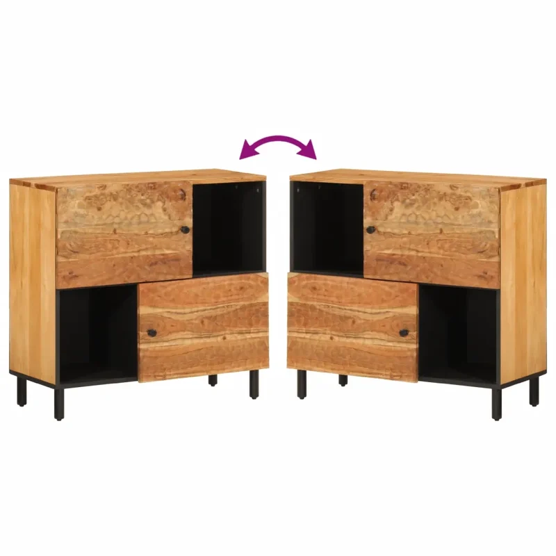 Armoire latérale 80 x 33 x 75 cm espace de rangement fonction d'affichage style intemporel en bois d'acacia naturel 02_0047195
