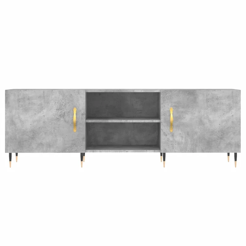 Meuble TV pratique avec rangement 150 x 30 x 50 cm style moderne ambiance tendance en bois gris béton 02_0048702