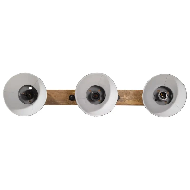 Lampe murale industrielle avec 3 abat-jours 65 x 25 cm ambiance cosy en fer bleu délavé 02_0047481