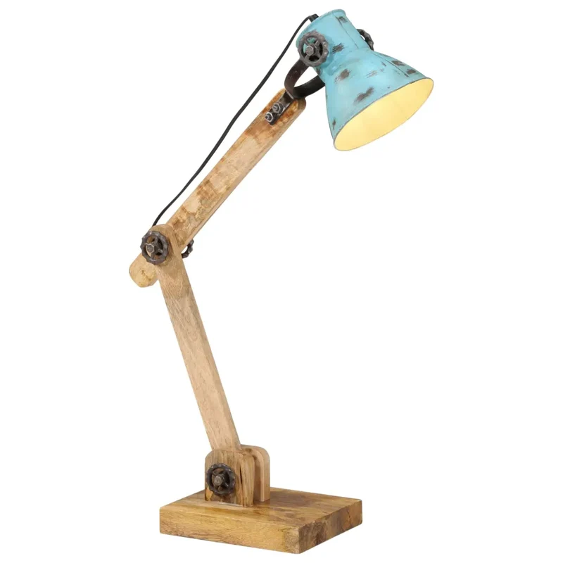 Lampe de bureau réglable style industriel fer bleu délavé 23 x 18 x 96 cm avec finition unique en fer bleu 02_0047497
