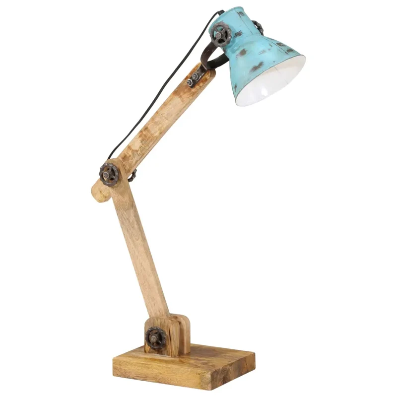Lampe de bureau réglable style industriel fer bleu délavé 23 x 18 x 96 cm avec finition unique en fer bleu 02_0047497