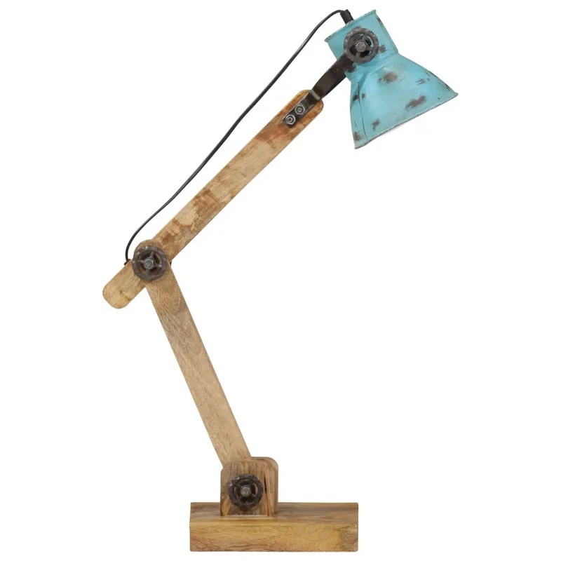 Lampe de bureau réglable style industriel fer bleu délavé 23 x 18 x 96 cm avec finition unique en fer bleu 02_0047497