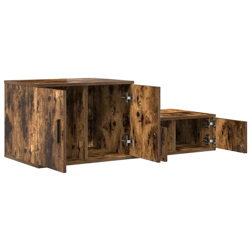 Armoire de rangement moderne avec 2 étagères salon 118 x 41 x 40 cm en bois d'ingénierie chêne fumé 02_0052114