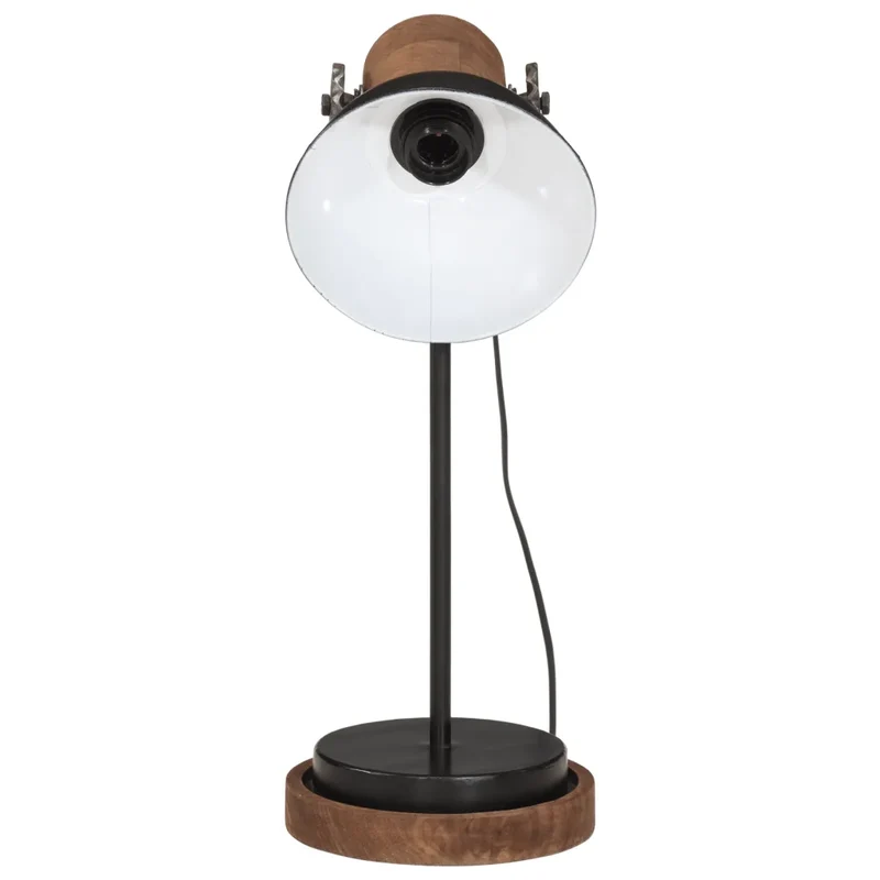 Lampe de bureau style industriel robuste ambiance cosy 17 x 17 x 50 cm en bois de manguier noir 02_0047544