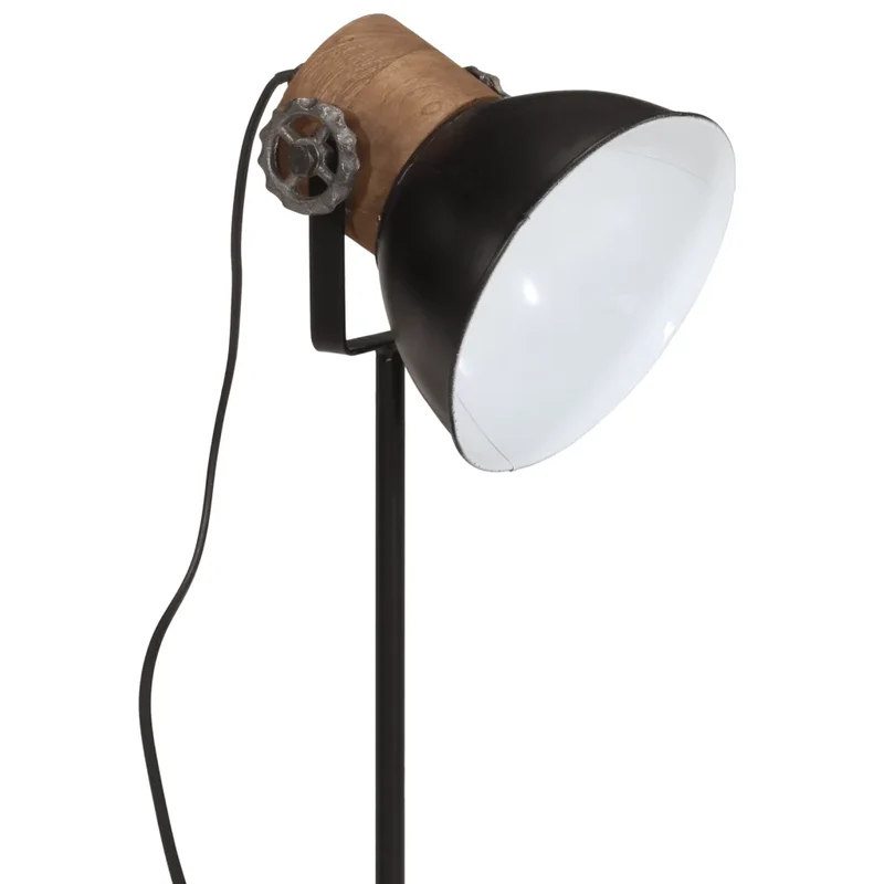 Lampe de bureau style industriel robuste ambiance cosy 17 x 17 x 50 cm en bois de manguier noir 02_0047544