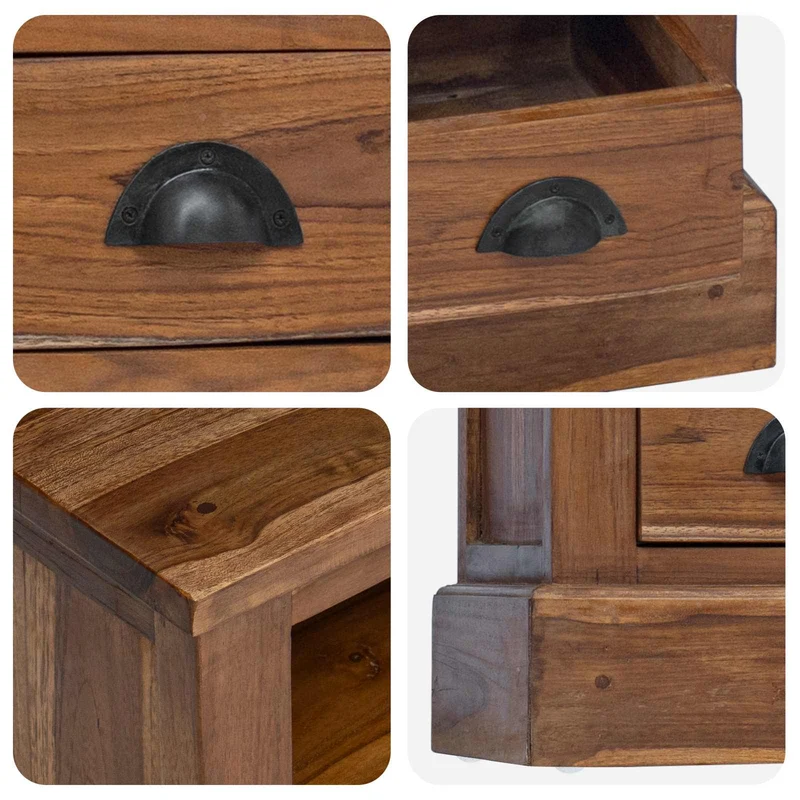 Armoire de rangement style vintage chic avec tiroirs 60 x 30 x 60 cm en teck massif naturel 02_0059090