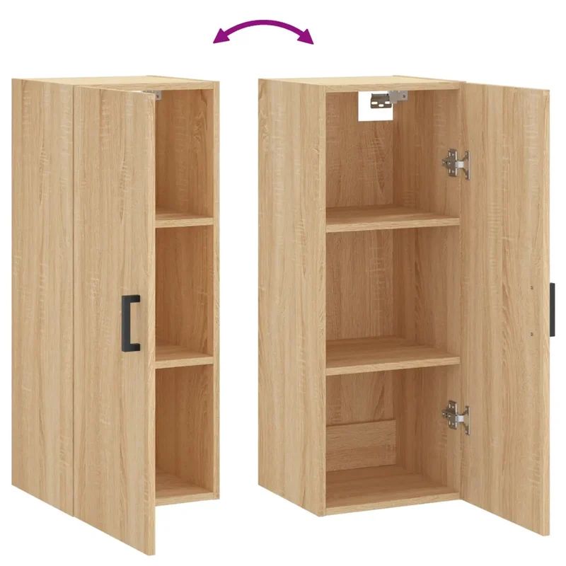 Armoire murale design pratique rangement espace optimisé 34,5 x 34 x 90 cm en bois d'ingénierie chêne sonoma 02_0048661