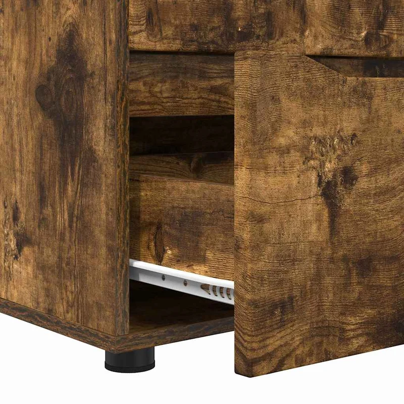 Armoire de rangement minimaliste épuré 40 x 48 x 57 cm avec tiroirs fonctionnels en bois d'ingénierie chêne fumé 02_0054616