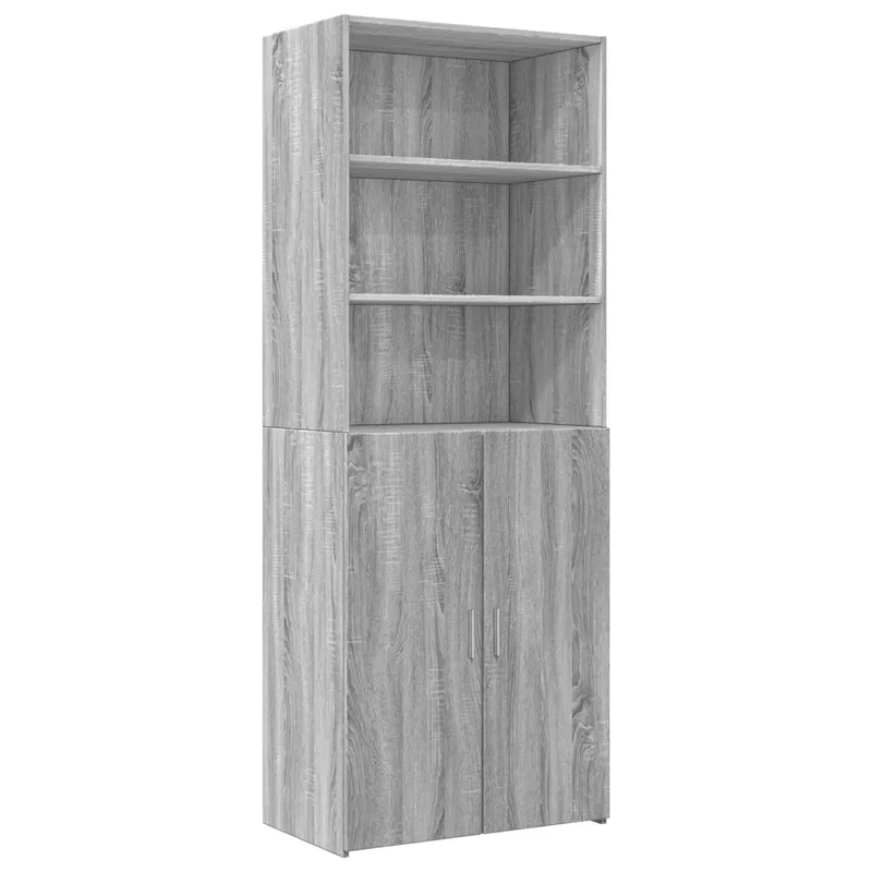 Armoire de rangement haute 70 x 42,5 x 225 cm espace de stockage pour livres décorations en bois d'ingénierie gris 02_0055574