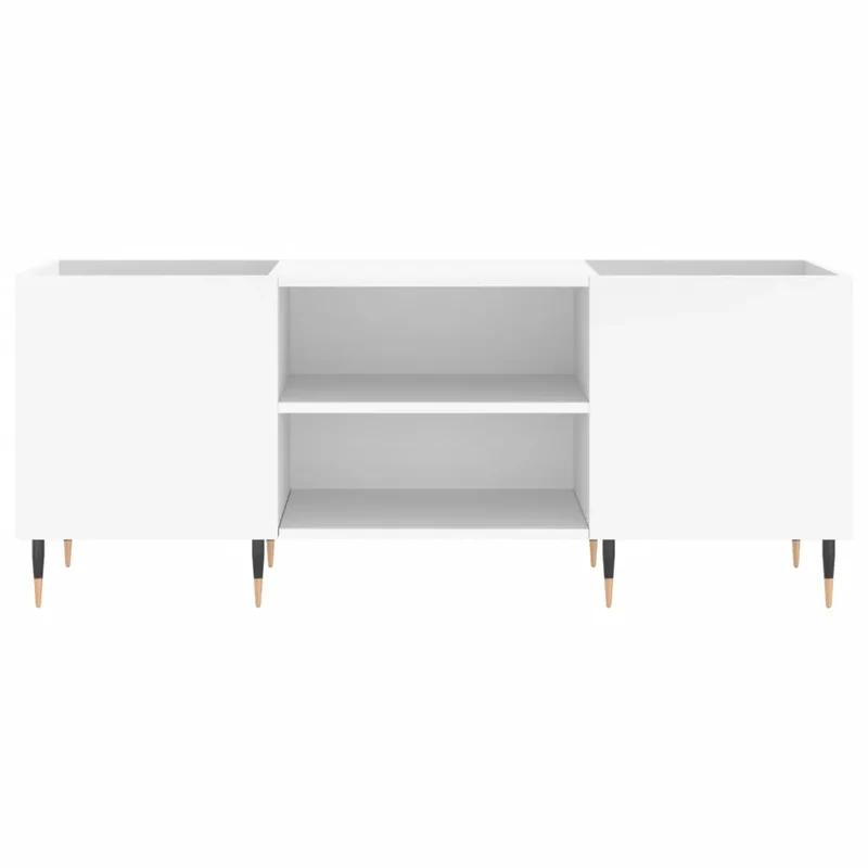 Armoire à disques pratique rangement 121 x 38 x 48 cm finition mate style industriel en bois blanc 02_0049086