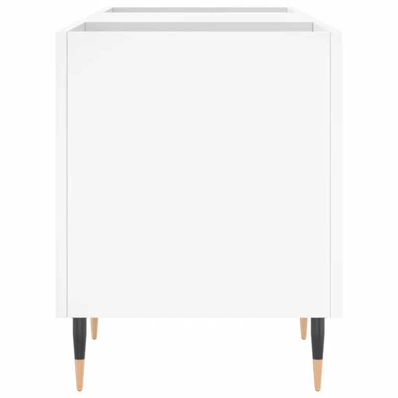 Armoire à disques pratique rangement 121 x 38 x 48 cm finition mate style industriel en bois blanc 02_0049086