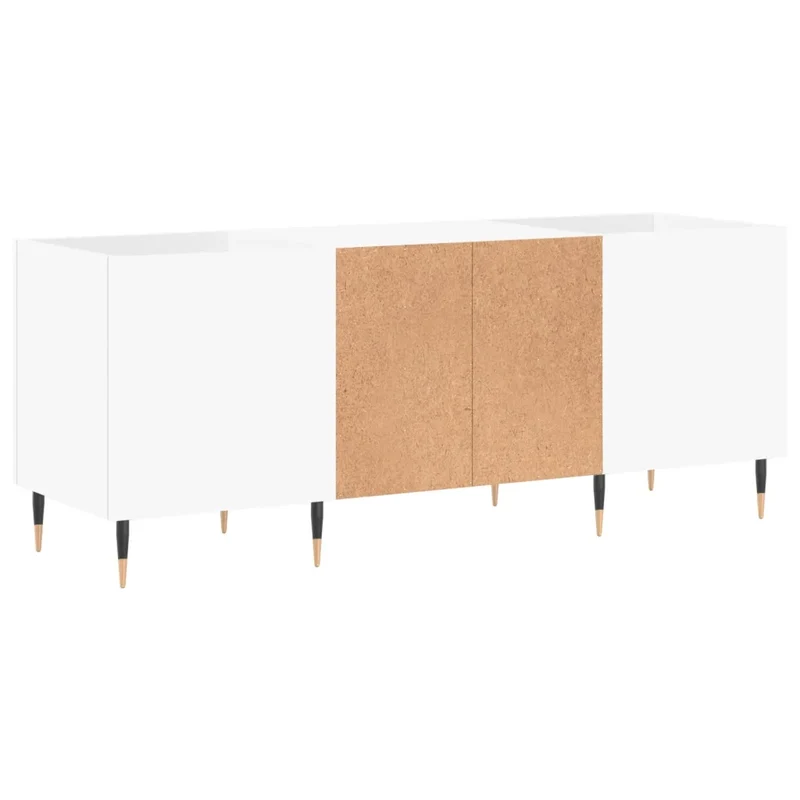 Armoire à disques pratique rangement 121 x 38 x 48 cm finition mate style industriel en bois blanc 02_0049086