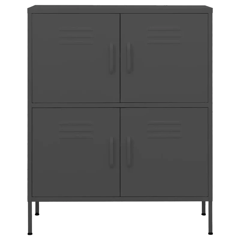Armoire de rangement moderne avec 2 étagères réglables 80 x 35 x 101 cm en acier anthracite 02_0046832