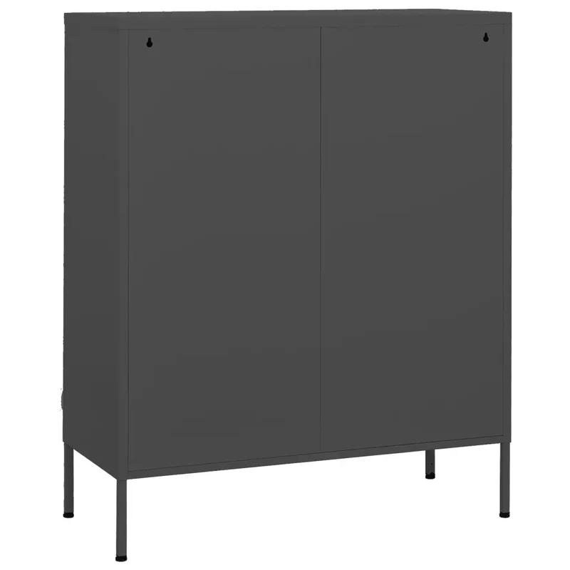 Armoire de rangement moderne avec 2 étagères réglables 80 x 35 x 101 cm en acier anthracite 02_0046832