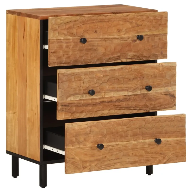 Armoire latérale 60 x 33 x 75 cm grand espace de rangement fonction d'affichage style intemporel en bois d'acacia 02_0047192