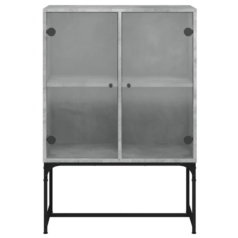 Armoire latérale avec portes vitrées fonction d'affichage rangement 69 x 37 x 100 cm en bois gris béton 02_0049351