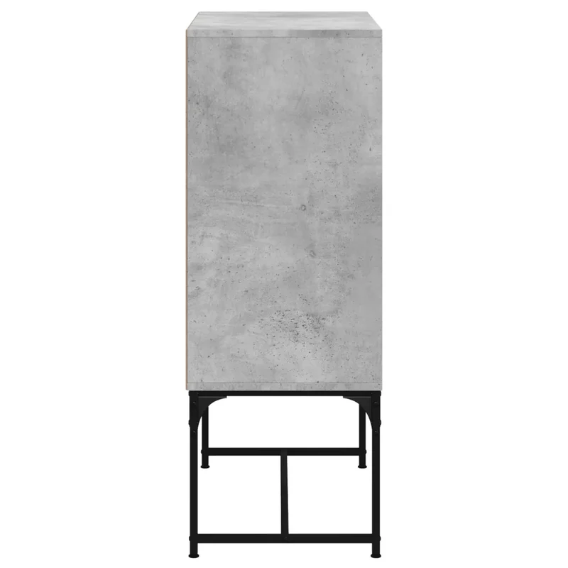 Armoire latérale avec portes vitrées fonction d'affichage rangement 69 x 37 x 100 cm en bois gris béton 02_0049351