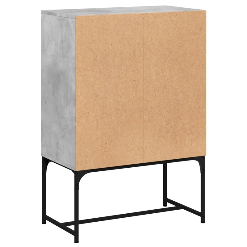 Armoire latérale avec portes vitrées fonction d'affichage rangement 69 x 37 x 100 cm en bois gris béton 02_0049351