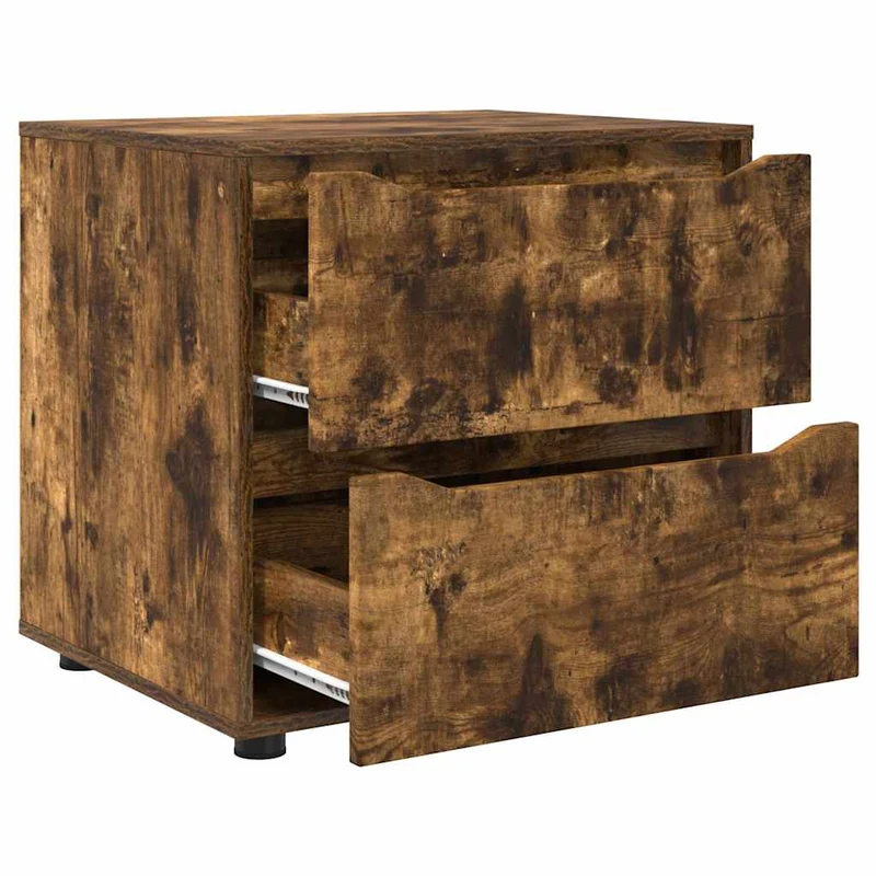 Armoire de rangement design épuré ajustable 60 x 48 x 57 cm en bois d'ingénierie chêne fumé 02_0054606