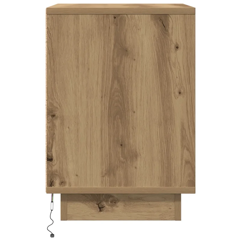 Lot de 2 armoires de chevet avec lumières LED rangement 38 x 34 x 50 cm en bois d'ingénierie chêne artisanal 02_0051615
