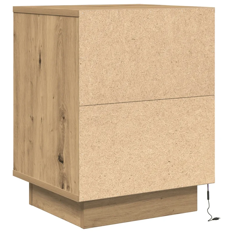 Lot de 2 armoires de chevet avec lumières LED rangement 38 x 34 x 50 cm en bois d'ingénierie chêne artisanal 02_0051615