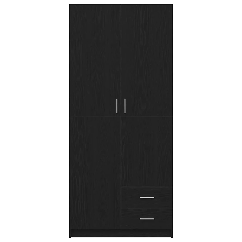 Armoire moderne rectangulaire avec grand espace de rangement 80 x 52 x 180 cm en bois d'ingénierie chêne noir 02_0051865