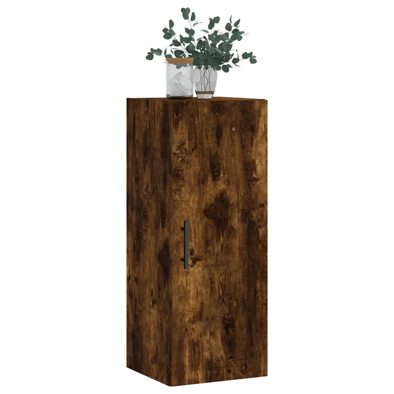 Armoire murale élégante design pratique salle de bain rangement 34,5 x 34 x 90 cm en bois d'ingénierie chêne fumé 02_0048677