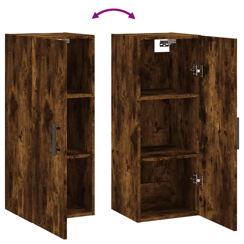 Armoire murale élégante design pratique salle de bain rangement 34,5 x 34 x 90 cm en bois d'ingénierie chêne fumé 02_0048677