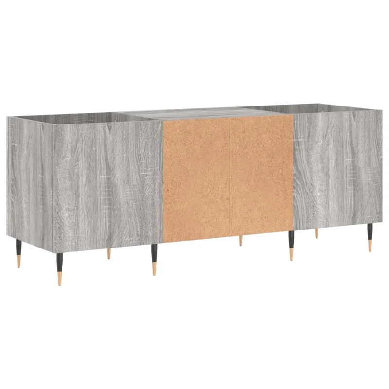 Armoire à disques classique style industriel rangement 121 x 38 x 48 cm en bois d'ingénierie gris 02_0049089