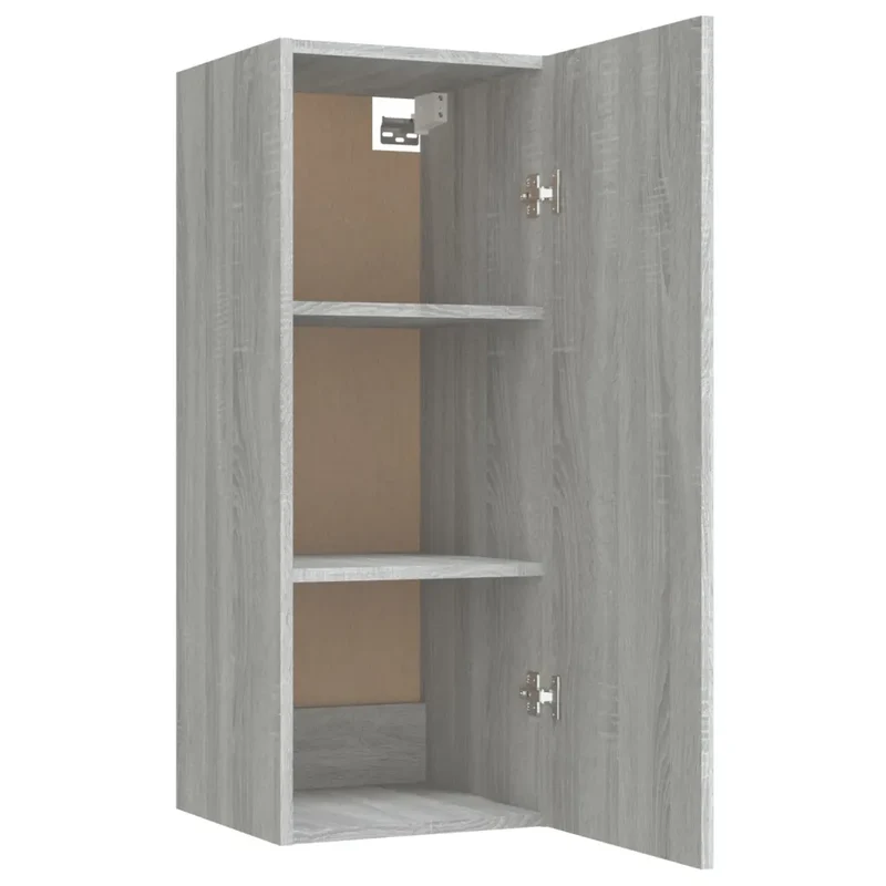 Armoire murale design polyvalente rangement espace de vie 34,5 x 34 x 90 cm en bois d'ingénierie gris 02_0048328